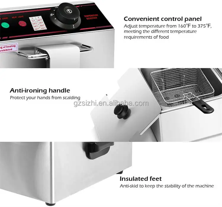 2-Tank 2-Basket Electric Fryer Steel Key Stainless Power Plate Electric Fryer