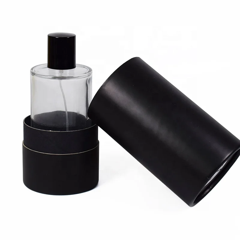 Оптовая продажа, подарочная коробка в форме круглого цилиндра для духов, Черная бумажная упаковочная коробка
