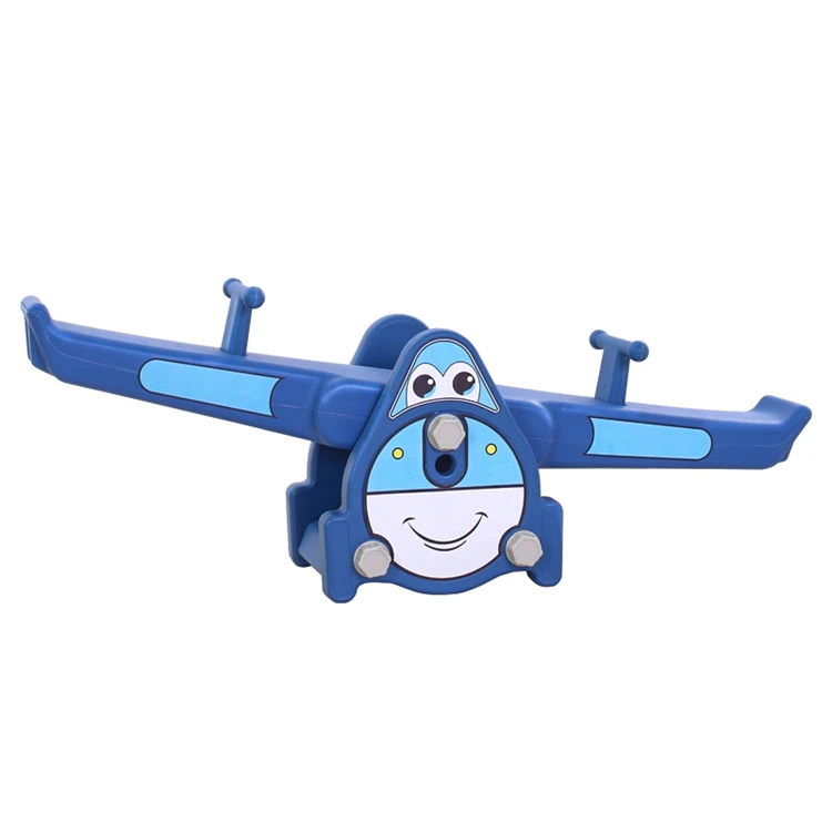 Chinese High Quality Cartoons Aircraft Shape Kids  Indoor Plastic Seesaw