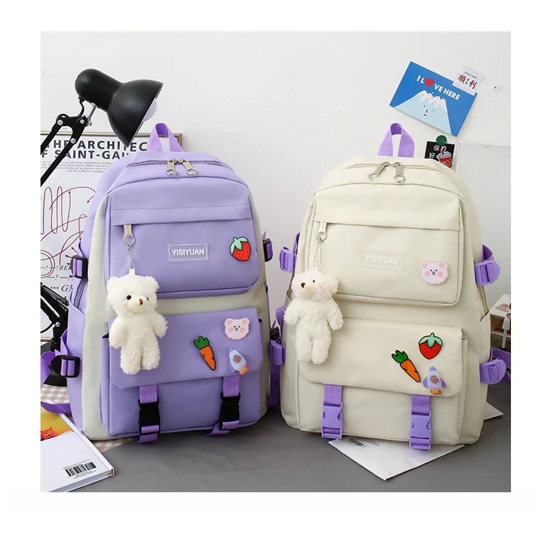 Allogogo 2024 School Book Bag 4 Piece Student School Bags Set Large Capacity Backpack for Girls Teenagers Children