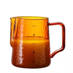 Wholesale high borosilicate heat-resistant glass coffee tea Pot frothing coffee milk jug with glass handle