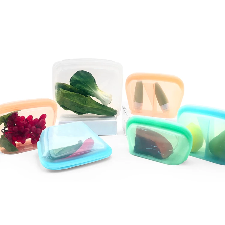 Stand Up Silicone Food Storage Bag Kitchen Freezer Silicone Reusable Organizer Container