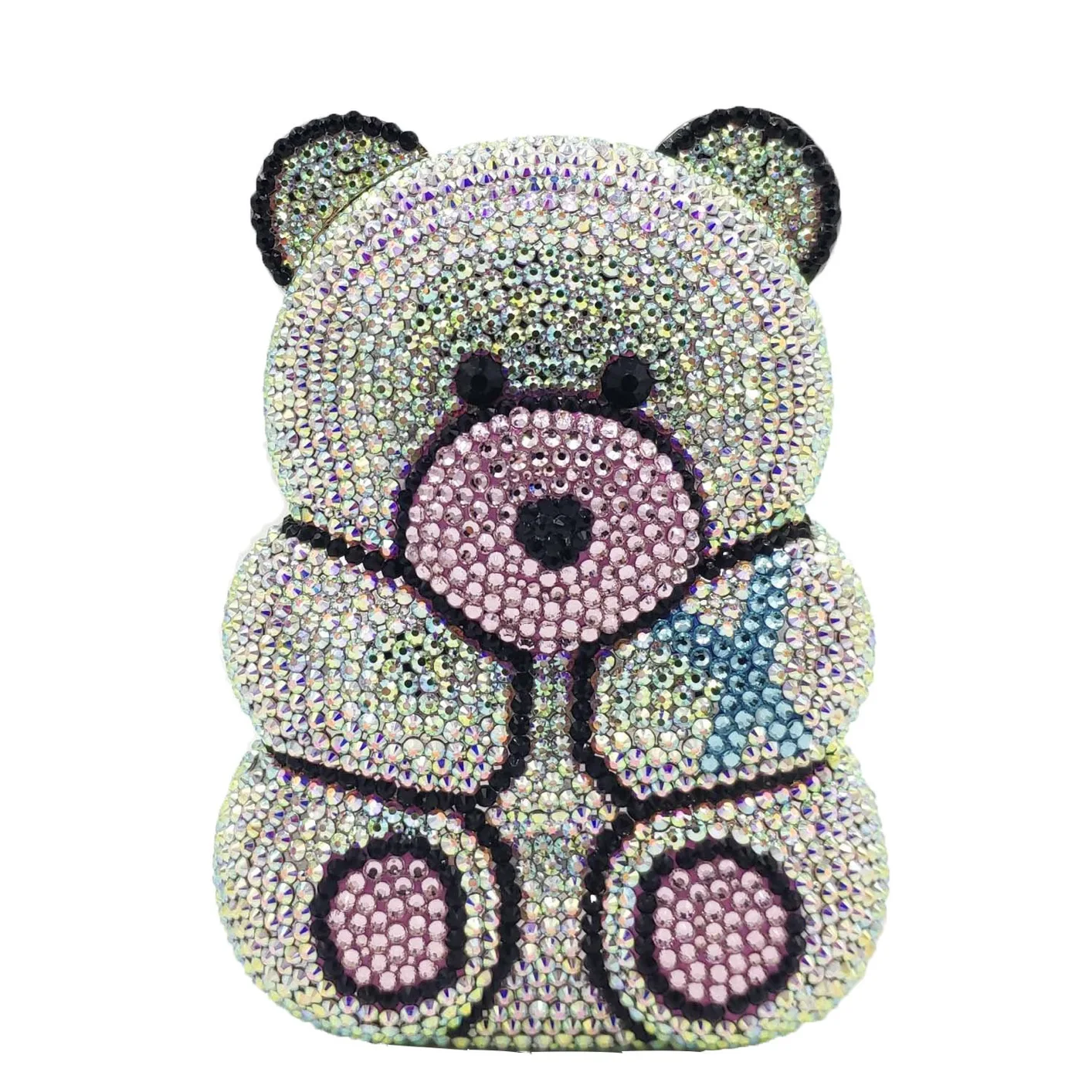 High Quality Expensive Ladies Party Crystal Bear Clutch Bags Shining Evening Bags Women Bling Animal Purses Rhinestone