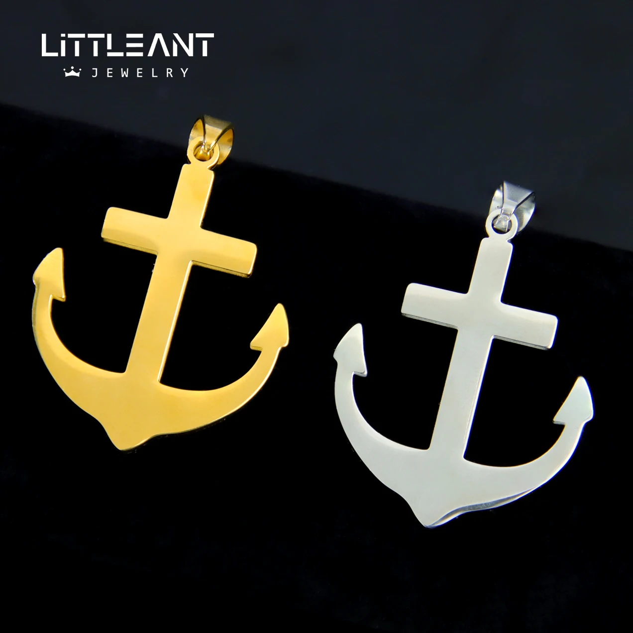 Wholesale Classic Hip Hop Style Ship Anchor Pendant Silver and 18k Gold Stainless Steel for Men Women