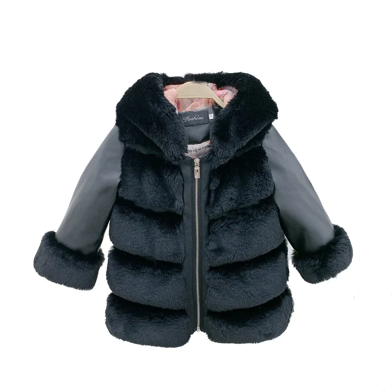 
New Winter Girls Faux Fur Jackets Coats Thick Warm Toddler Kids Winter Faux Fur Baby Coat 