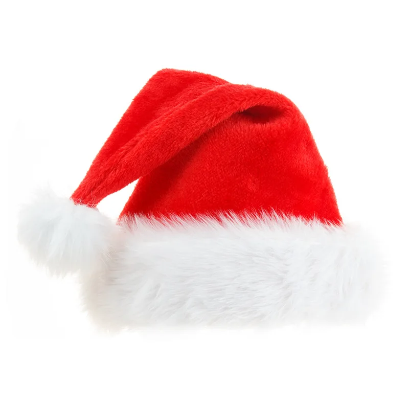 Santa Xmas Hat for Adults Velvet Christmas Hat with Plush for Christmas Theme New Year Festival Holiday Party