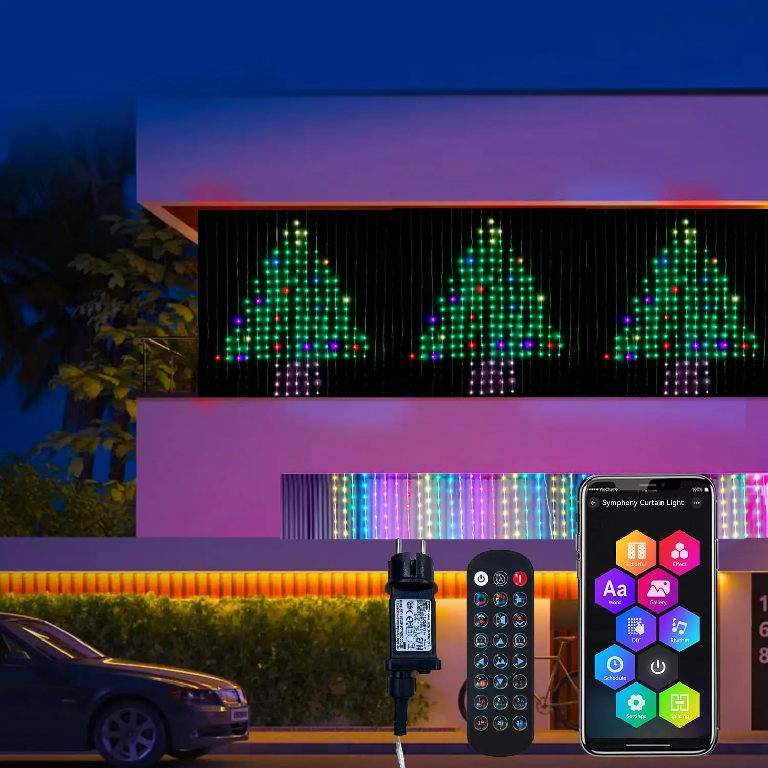 Smart Bluetooth App Control Music Programmable Color Changing  DIY RGB Window Curtain Lights