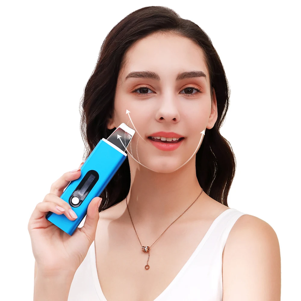 Factory Price Portable EMS Skin Scraper Ultrasound Facial Deep Cleansing Machine With Heating Function Blackhead Remover Device