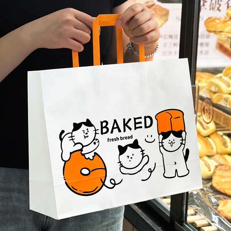 TPack, лидер продаж, индивидуальный дизайн, логотип, крафт-бумажные пакеты с логотипом, плоская ручка, ресторанный пищевой бумажный пакет