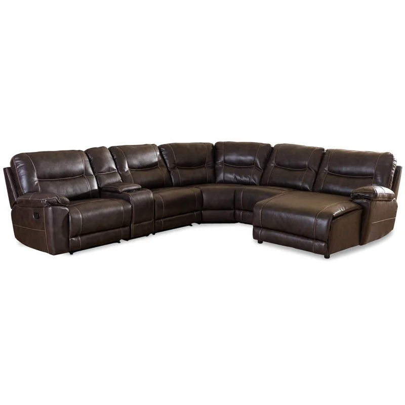 Hot selling comfortable leather sectional recliner corner sofa set with chaise