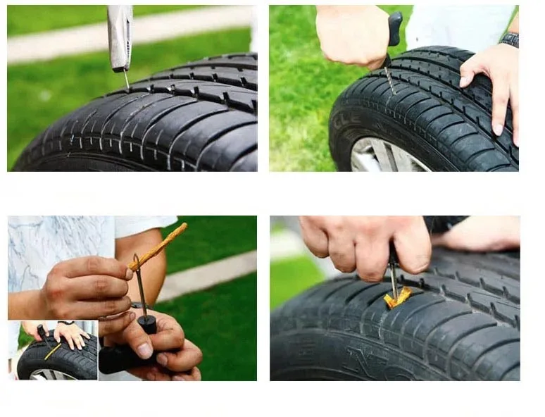 Car tire repair tool 6Pcs per set Car Motorcycle Bike tire repair tool set with Thread drill rubber strip super glue