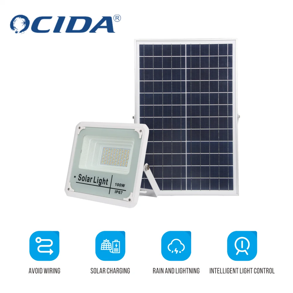 Hot Popular Solar Flood Light 100W Low Power Consumption IP67 Solar Charging Rain And Lightning