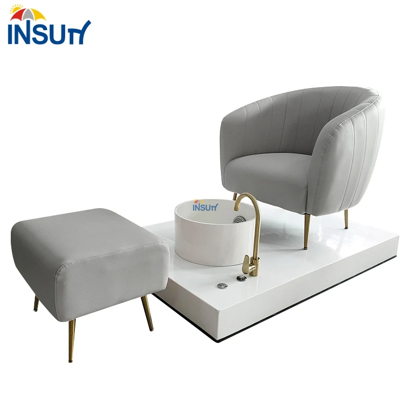 Hot sale pedicure chairs basin with faucet foot bath bowl with light and jet