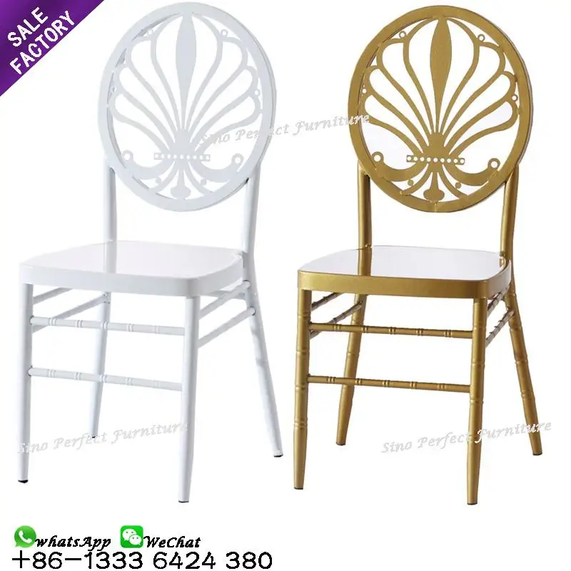 Wholesale metal steel gold white tiffanychairs with seat pillow