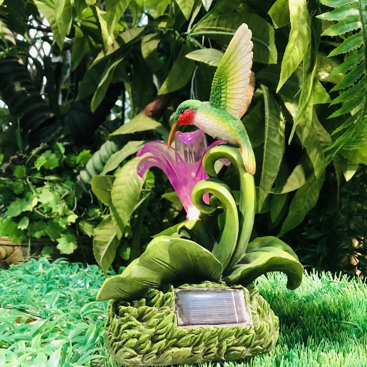 Resin Garden Solar Powered Related Products Decor Craft Hummingbird Light Decoration