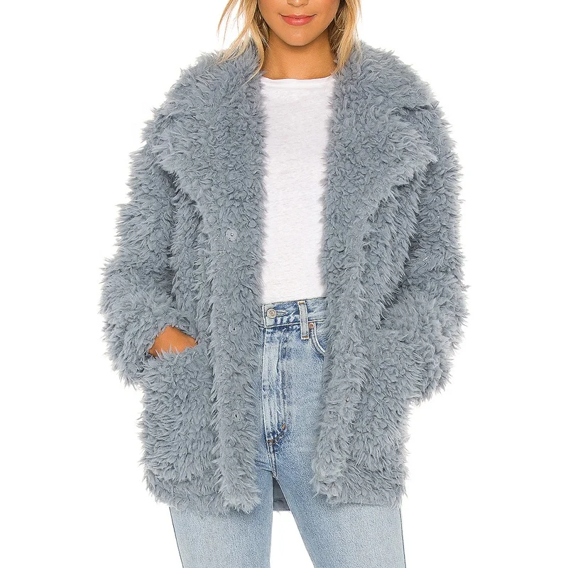 Winter heavy thick jacket women fleece warm coat fashion cool ladies windproof faux fur jacket