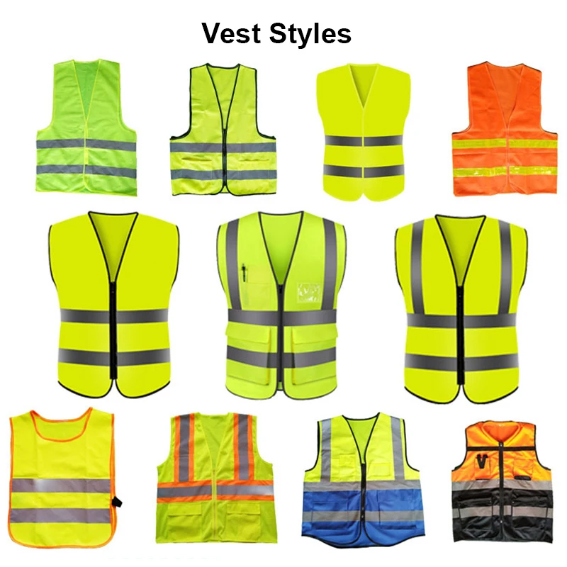 High Quality Wholesale Multi Colors Pocket Zip Security Guard Uniforms Work Reflective Safety Vests with Custom Logo