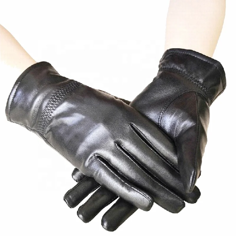 Wholesale High Quality Men Black 100% Real Cowhide Leather Gloves For Winter Warm Gloves