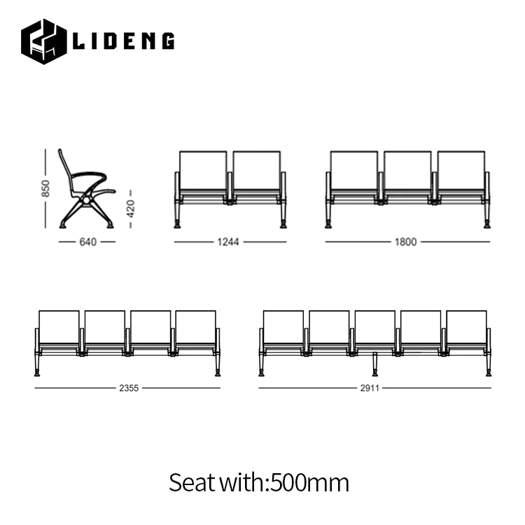 High Quality Airport Lounge Chairs, 3-seater Aluminum Pu Metal Lounge Chairs, Available in Multiple Colors