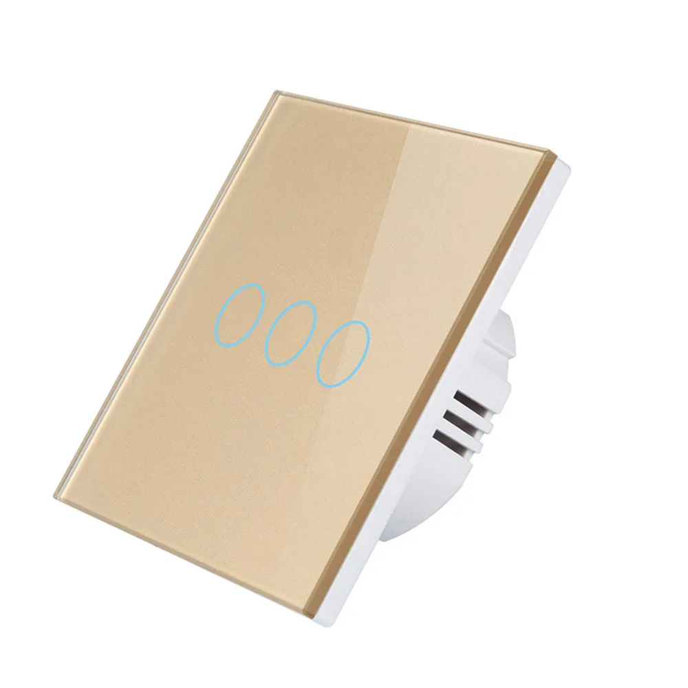 86 series Tempered Glass Panel EU Standard 3 Gang  Smart Control Light Tuya WiFi Touch Screen Light Wall Switch