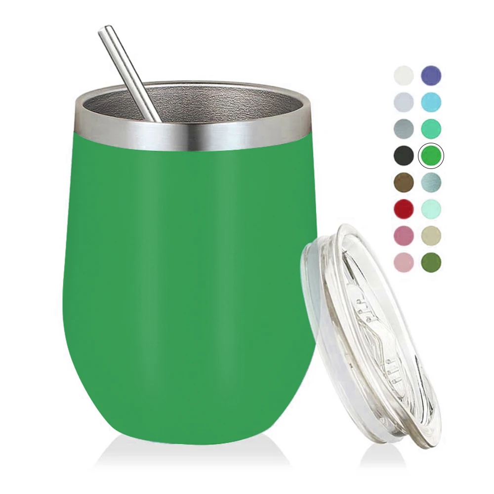 HOT Sales Double Wall  Stainless Steel Tumbler 12 oz Egg Shape Wine Beer Tumbler Cups  Water Bottle coffee mug with lid