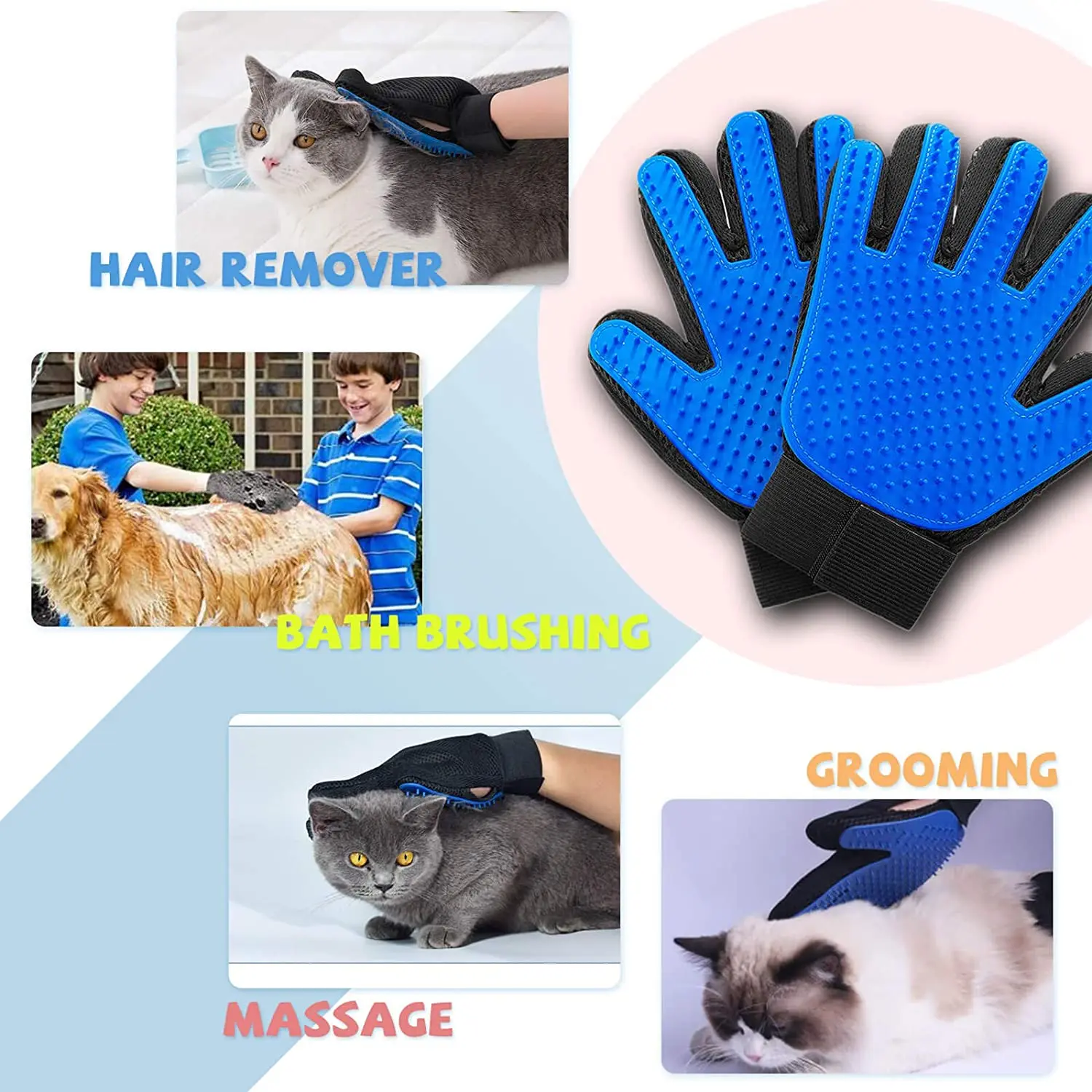 
Wholesale Massage Cleaning Deshedding Brush Cat Hair Remover Brush Dog Pet Grooming Glove 