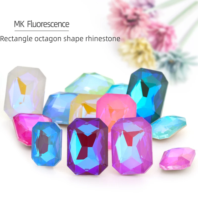 Xichuan Mocha Fluorescent Series Rectangle Octagon Shaped Rhinestone  K9 Glass Point Back Rhinestones