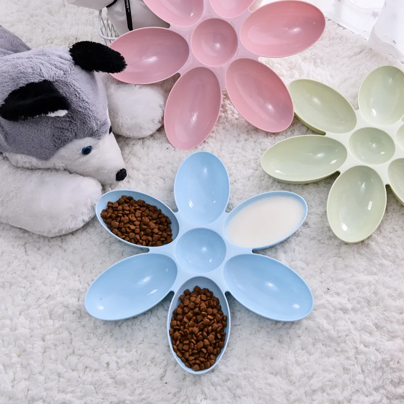 New Design 6 In 1 Flower-Shaped Pet Bowls Dog Puppy Cat Water Feeding Bowl Healthy Diet Dish