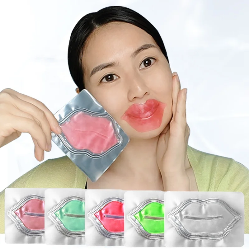Disposable Transparent Collagen Lip Mask Pink Jelly Crystal Sheet Collagen Lip Mask