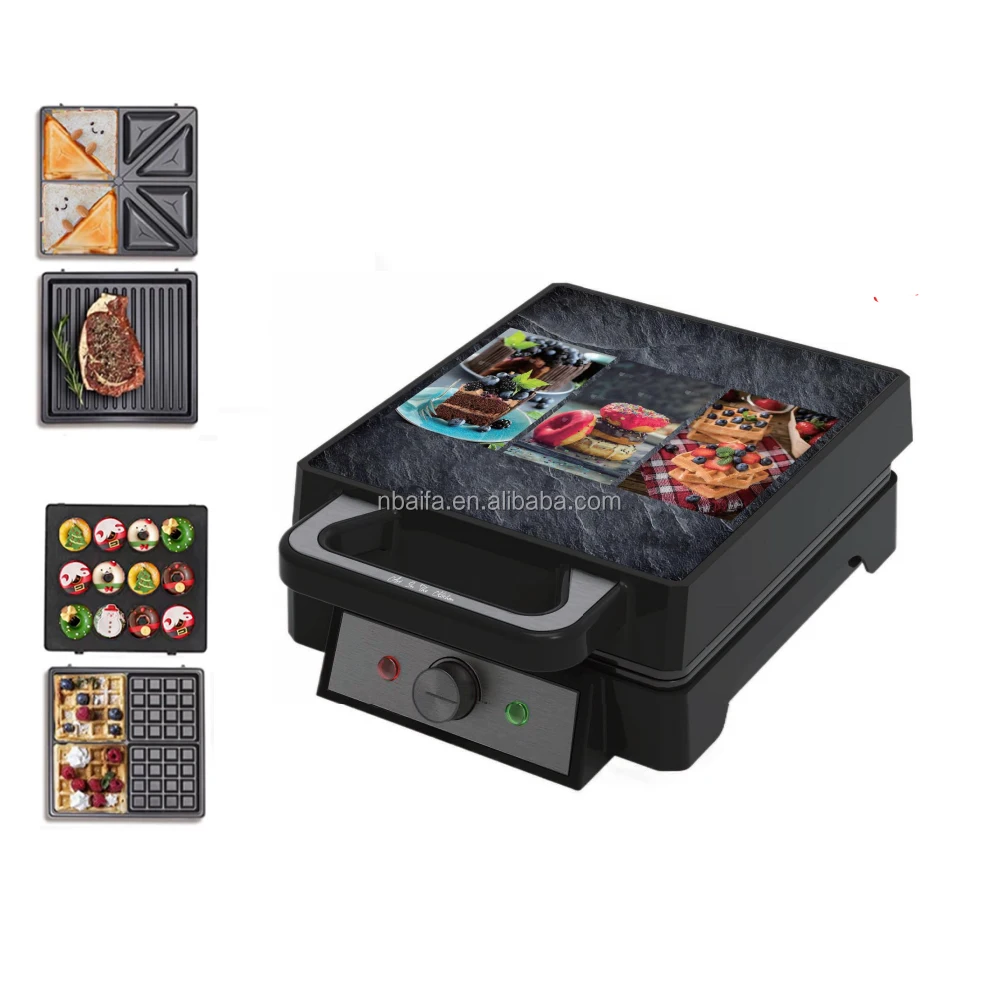 Aifa 1000W Portable Home Use Non-Stick Square Waffle Machine with kitchen scale design glass panel Electric Waffle Maker