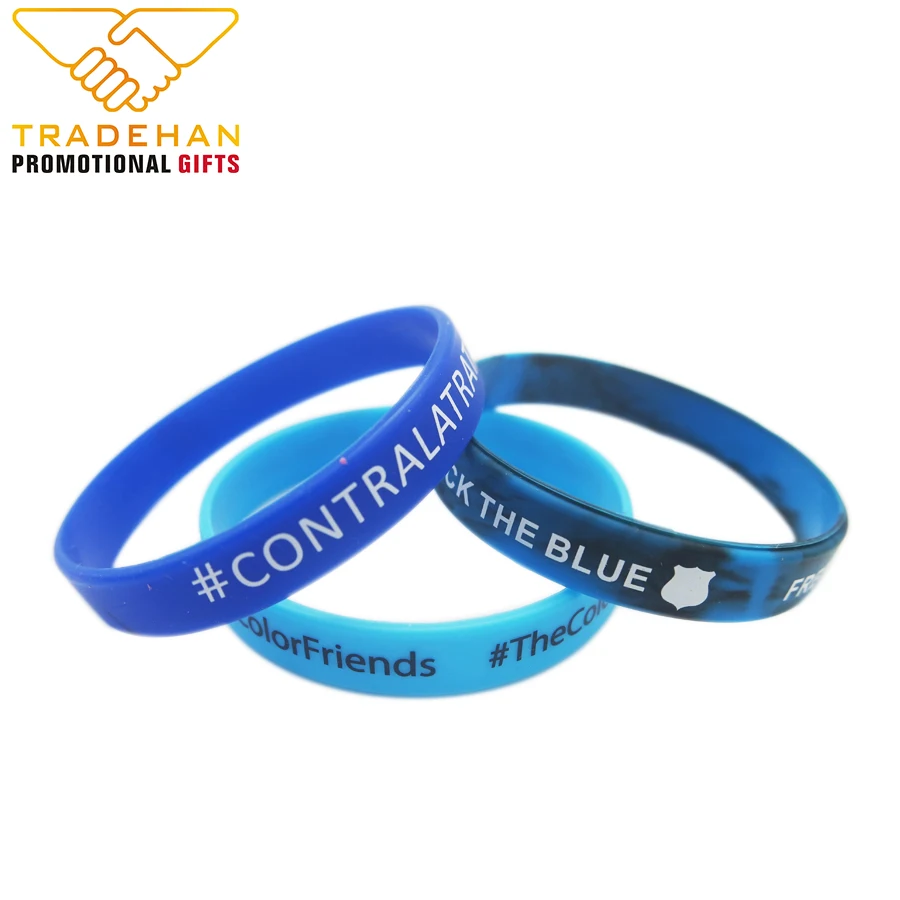 Wholesale cheap price customized printing logo hand silicon bracelet with logo