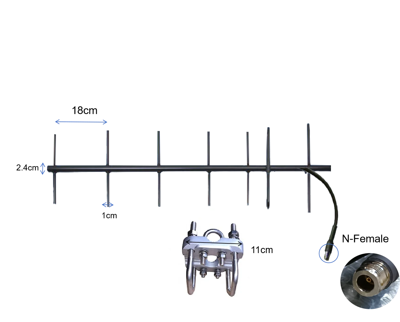 7 element aluminium alloy weld yagi antenna UHF 400-470mhz outdoor Directional antenna with 50cm LMR400 Cable and clip bracket