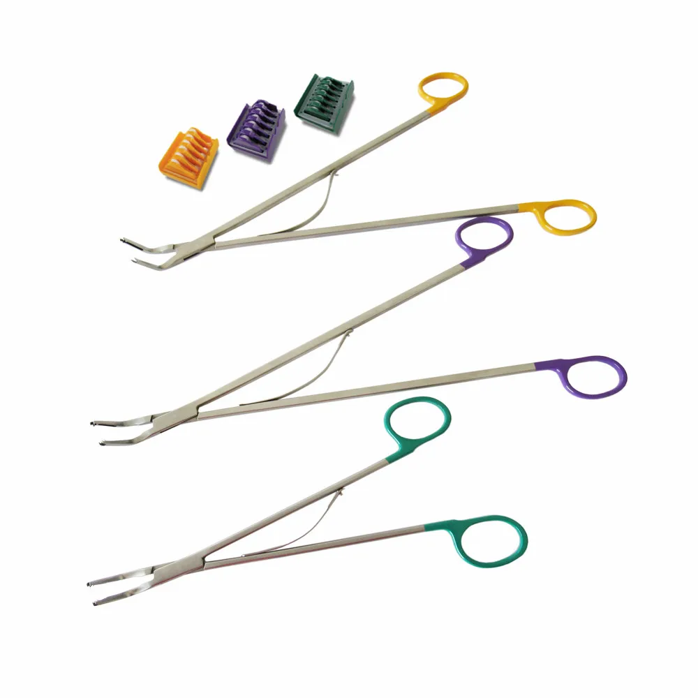 M size Violet 70 or 90 degree Powder metallurg right angle open surgery endoclip hemolok applier/hem-o-lok clip applicator