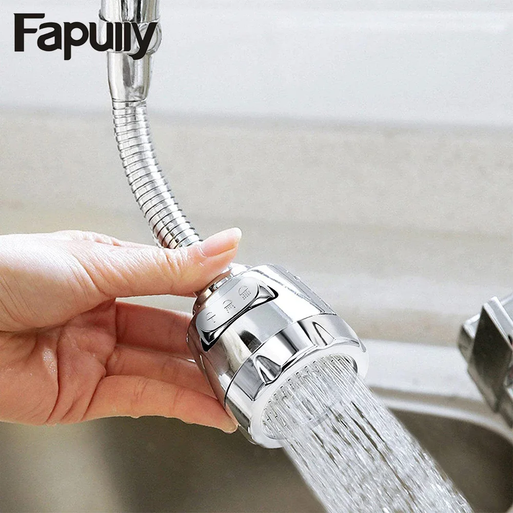 FAPULLY 360 Degree Rotatable Head Extender Sink Faucet Filter Sprayer Adapter Anti-splash Tap Nozzles Stainless Steel Kitchen