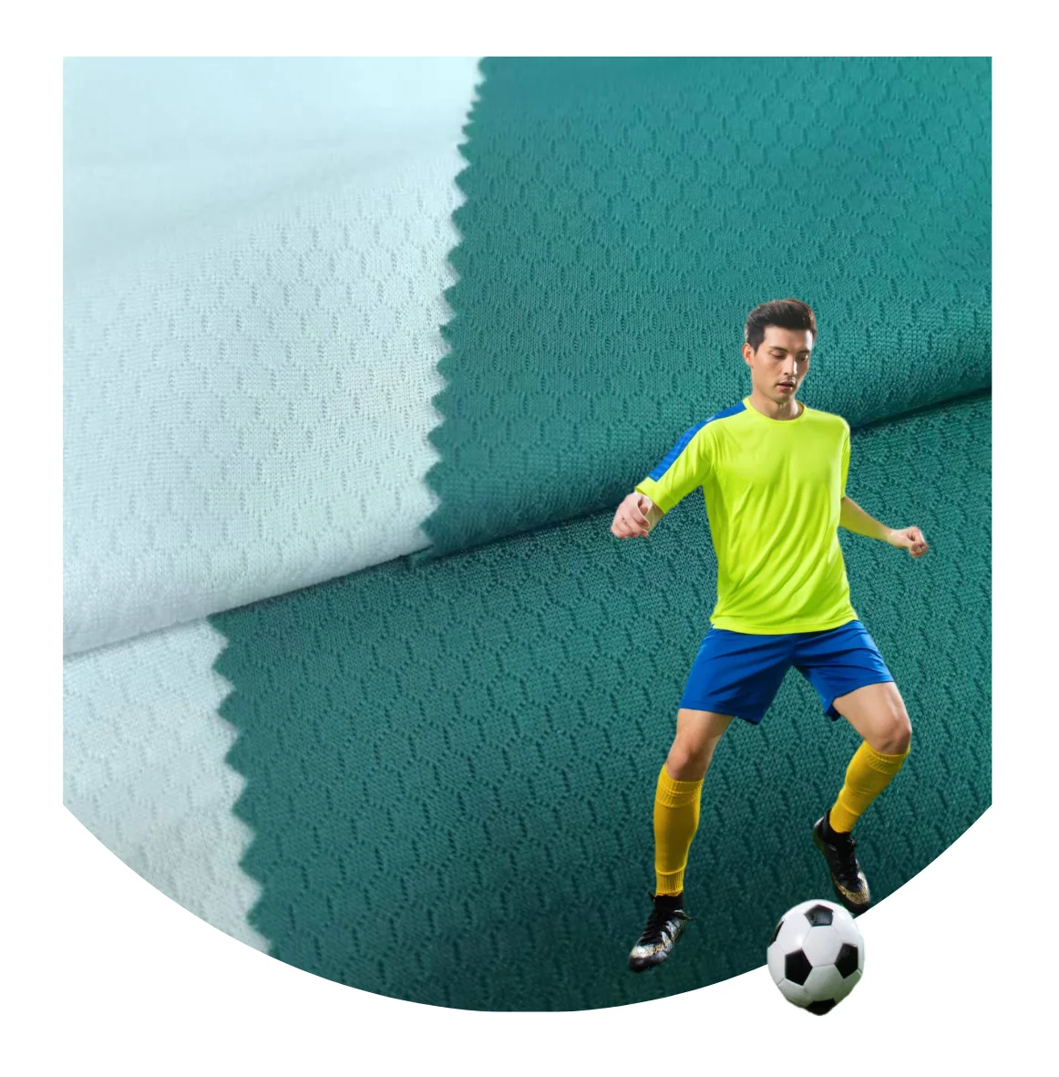 MY Knit Polyester Soccer Mesh Fabric Wicking Fabric Quick-Dry  Jacquard Knitting  Fabric  for Sportswear and T-shirts