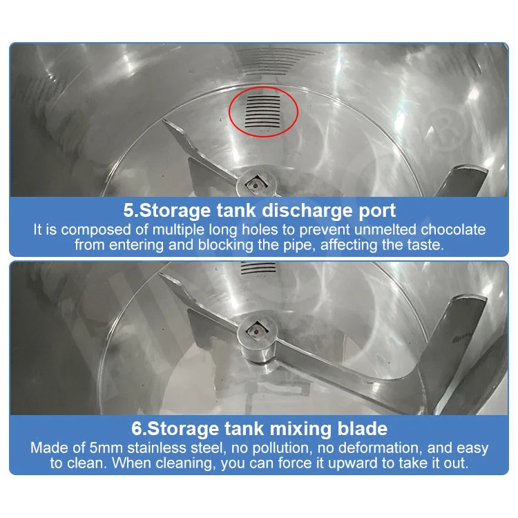 HNOC Commercial Stainless Steel Automatic Continuous Temperature Pot Heat Melt Chocolate Temper Machine