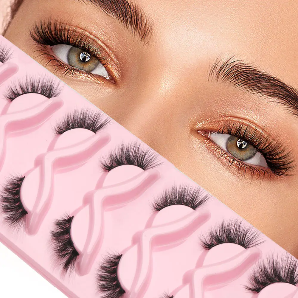 black band half false eyelashes 3d natural fluffy wispy faux mink strip half lashes supplies