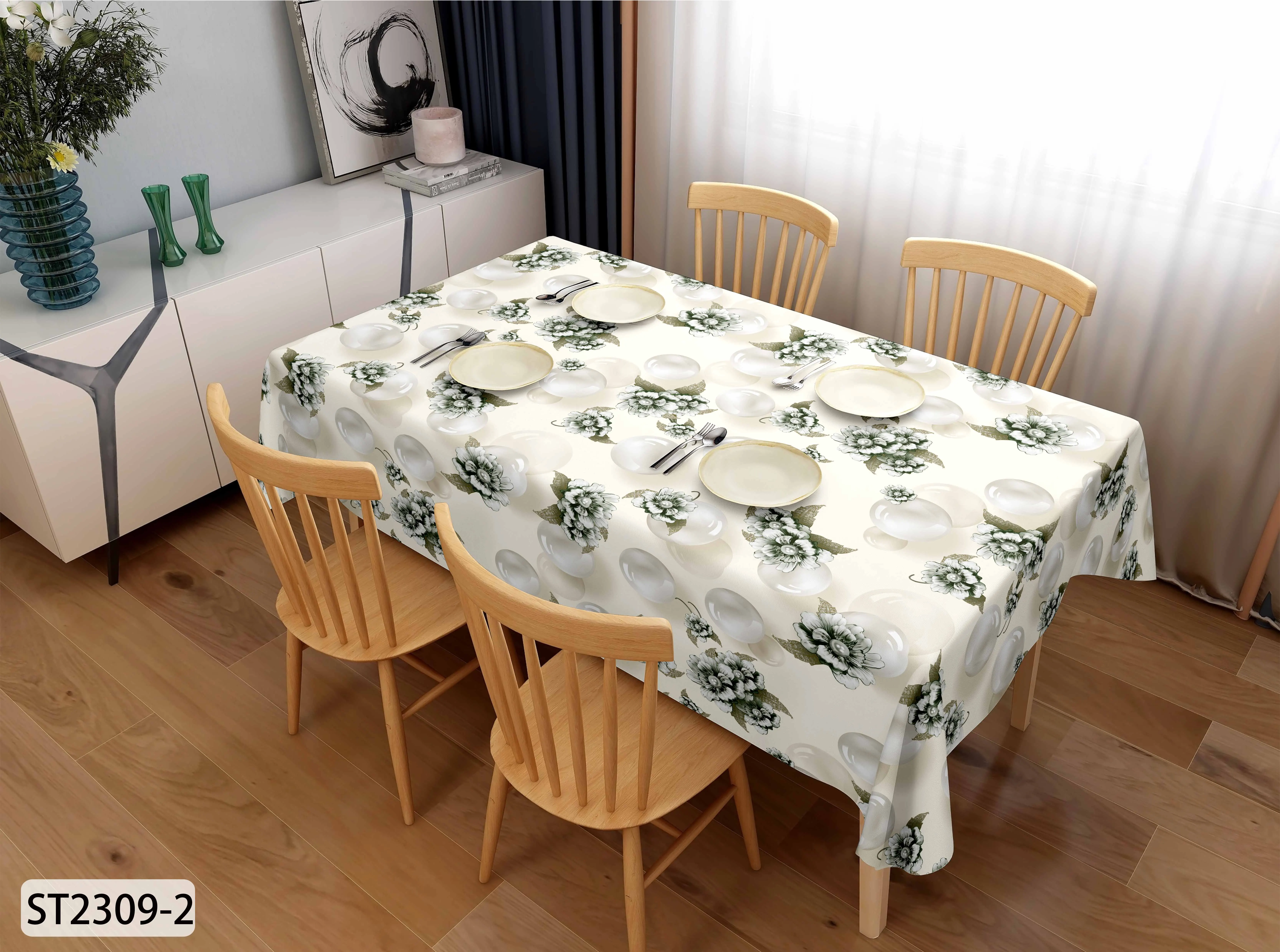 Durable And Popular  Rectangle Tablecloth Washable Polyester Fabric Table Cloth For Restaurant Party PU Printing PVC Tablecloth