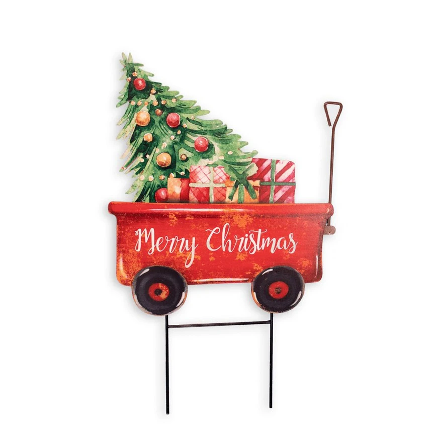 Metal Merry Christmas Welcome Sign Stake Outdoor Waterproof Truck Garden Stake Patio Christmas Gifts