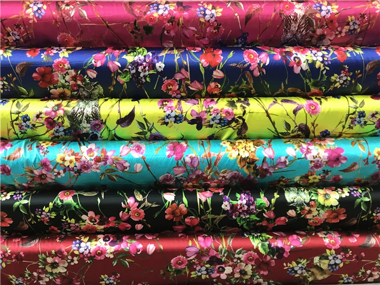 Animal Floral Print Silk Viscose Spandex Fabric Satin Fabrics 16mm Viscose Fabric