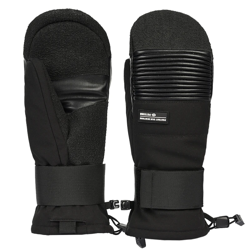 High Quality Kevlar Waterproof Winter Mitten Kevlar Gloves Snowboard Mitten Wrist Guard Gloves with Real Leather