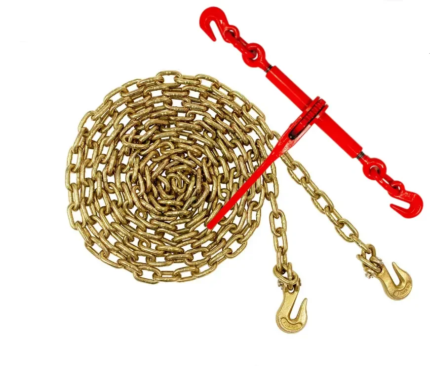 Heavy Duty 3/8 Inch Grade70 Chain and Ratchet Binder Kit Transport Chains
