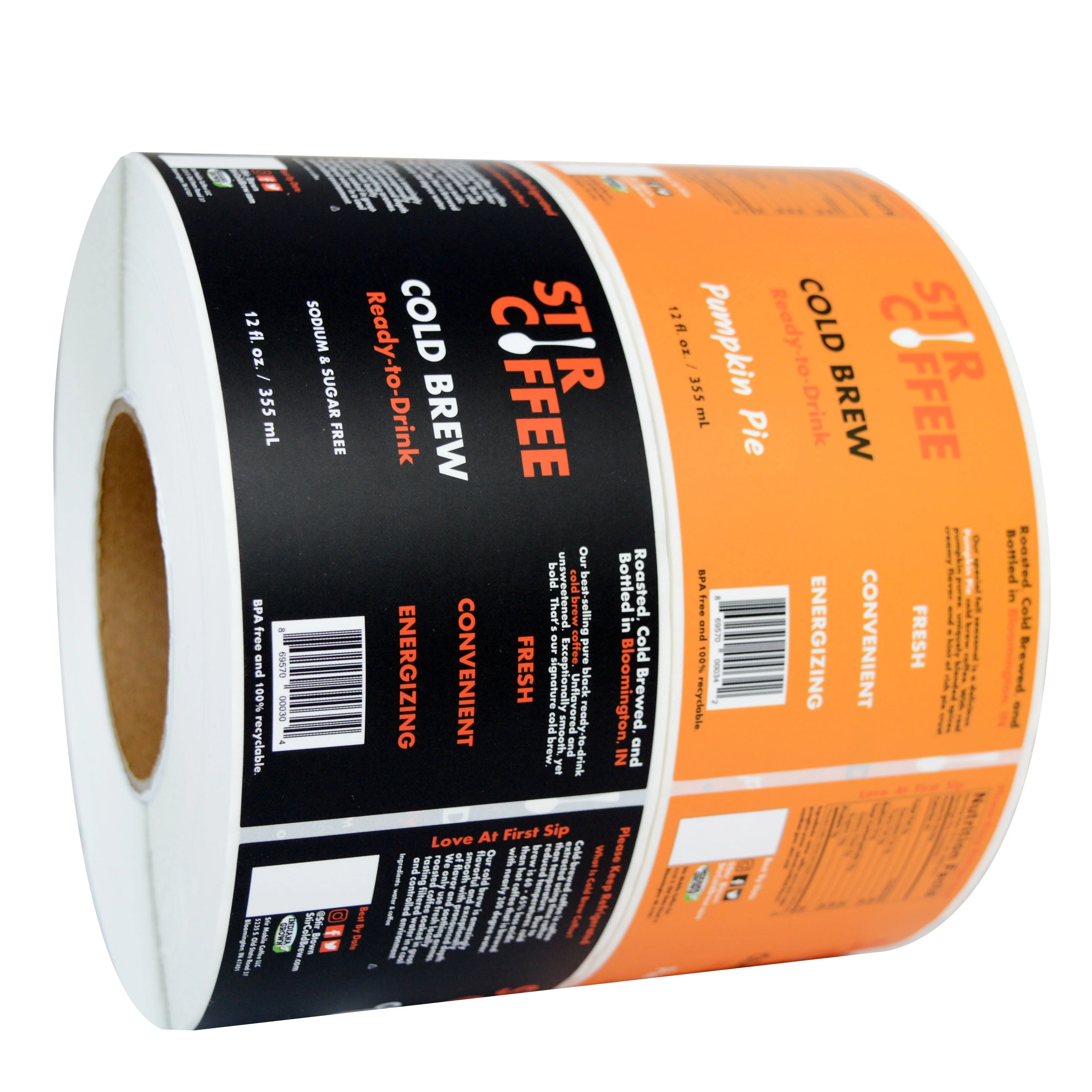Food Beverage labels Vinyl Bottle food coffee sticker waterproof Biodegradable Thermal Paper Package Labels