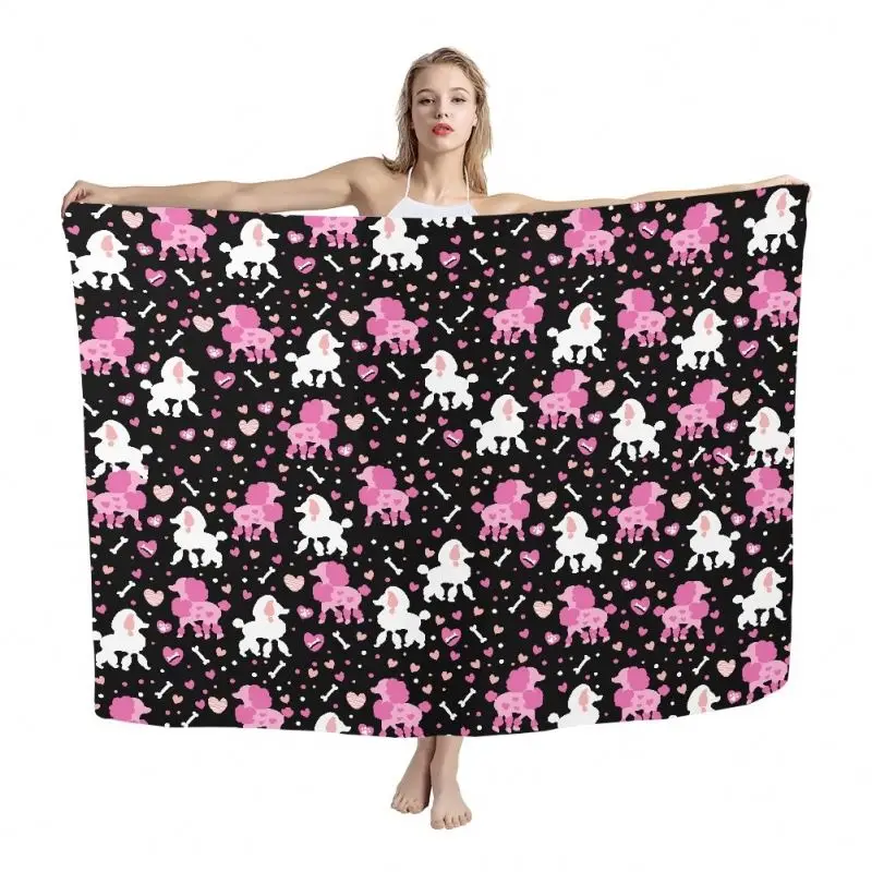 Custom Cute Dogs Printed Beach Towel Print on Demand Cartoon Animal Pattern Hawaiian Lavalava Sarong Sarongs With High Material