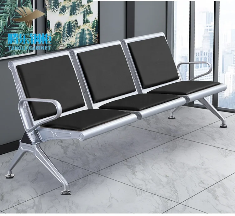 Guangdong factory cheap Customer Waiting Bench Chrome Steel Airport Seating Hospital Clinic Waiting Room Chair