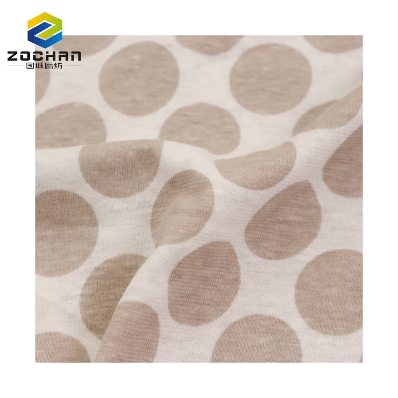 Wholesale ECO-friendly lightweight 55%linen 45% cotton printed jersey Morandi dot weft knitted fabric for t shirt Sportswear