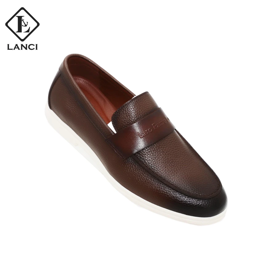 LANCI shoe supplier trending products 2023 new arrivals men real leather slip on shoes mens casual loafers for men