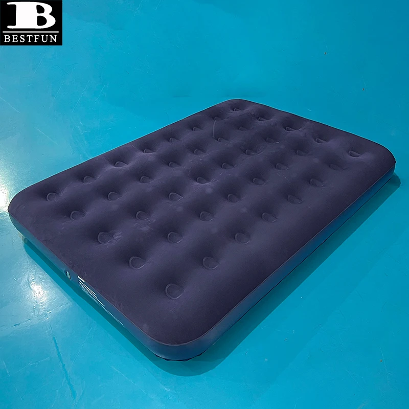 downy flocked surface full size inflatable air mattress bed sleeping pad portable camping airbed furniture for outdoor, tent