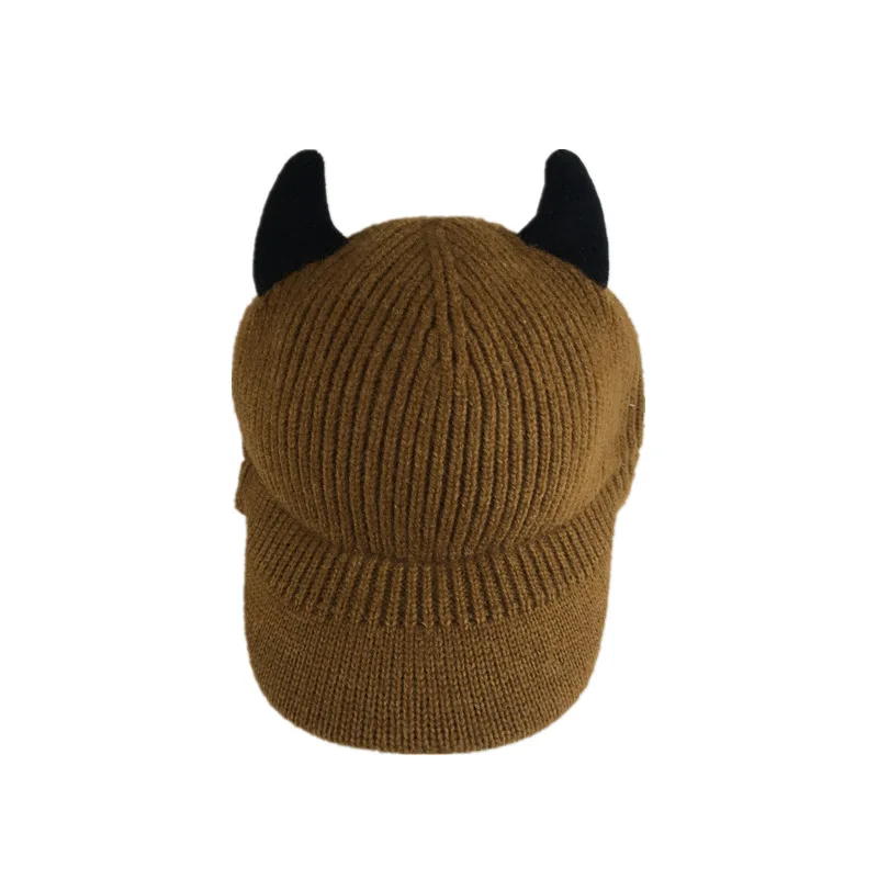 Winter New Lady Acrylic Knitted Hats Plain Color Female Youth Cute  Keep Warm Baseball Cap